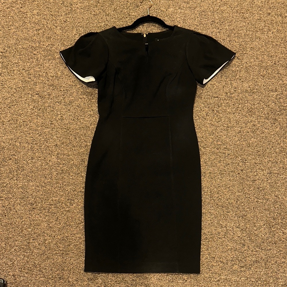DKNY Black Midi Dress with White Accents